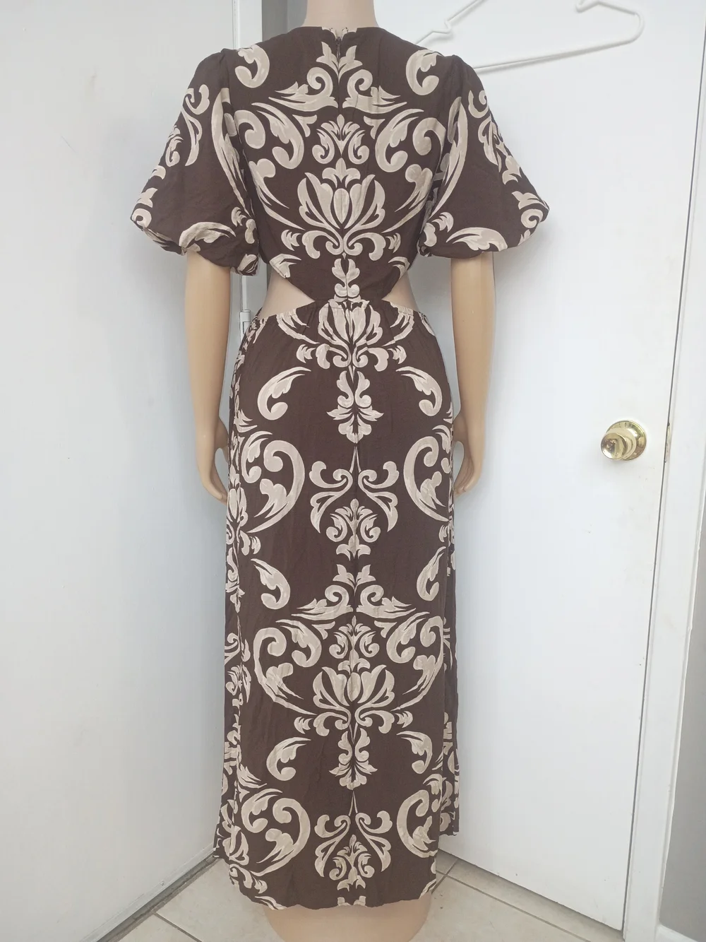 Abercrombie & Fitch Brown and Cream Cutout Maxi